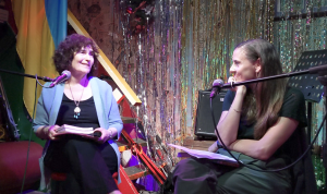 Jerusalem Book Launch of In Sickness and In Health/Yom Kippur in a Gym, sponsored by Jerusalism. Nora Gold and interviewer Na'amit Sturm Nagel (May 11, 2024)